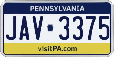 PA license plate JAV3375