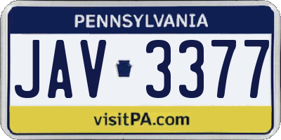 PA license plate JAV3377