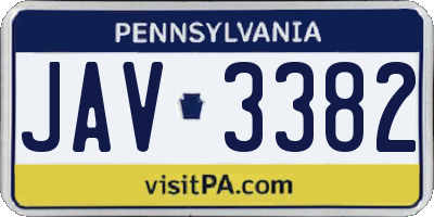 PA license plate JAV3382