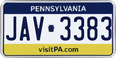 PA license plate JAV3383