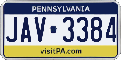 PA license plate JAV3384