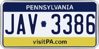 PA license plate JAV3386