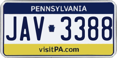 PA license plate JAV3388