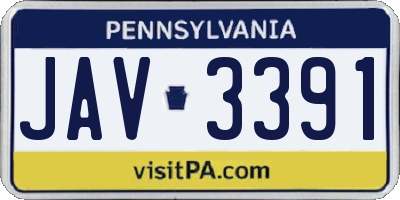 PA license plate JAV3391