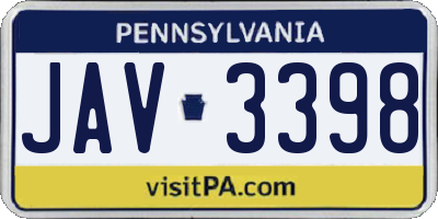 PA license plate JAV3398