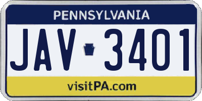 PA license plate JAV3401