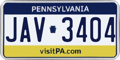 PA license plate JAV3404