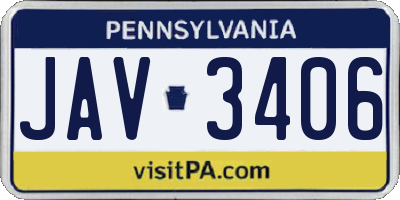 PA license plate JAV3406