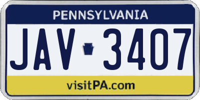 PA license plate JAV3407