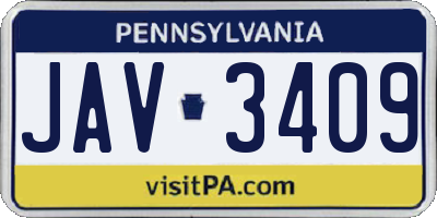 PA license plate JAV3409