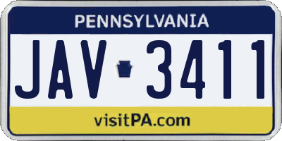 PA license plate JAV3411