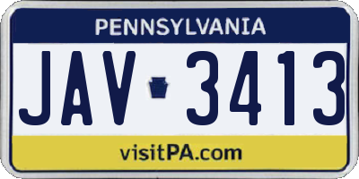 PA license plate JAV3413