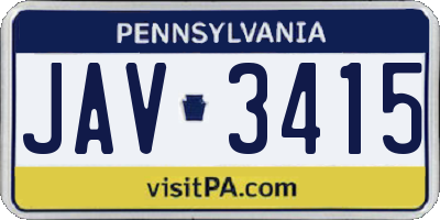 PA license plate JAV3415