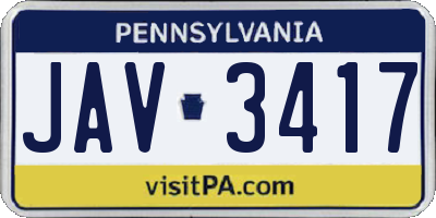 PA license plate JAV3417