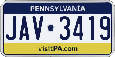 PA license plate JAV3419