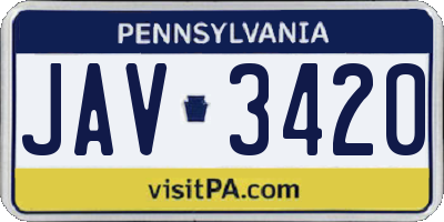 PA license plate JAV3420