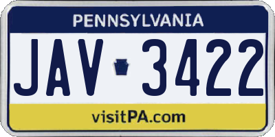 PA license plate JAV3422