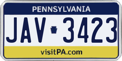 PA license plate JAV3423