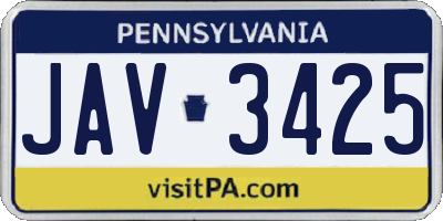 PA license plate JAV3425