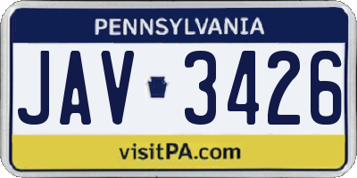 PA license plate JAV3426