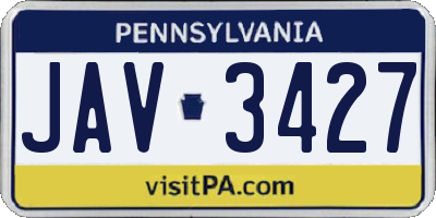 PA license plate JAV3427