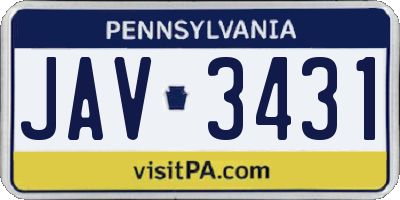 PA license plate JAV3431