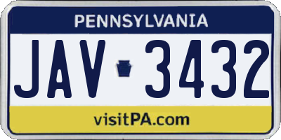 PA license plate JAV3432