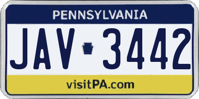 PA license plate JAV3442