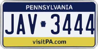 PA license plate JAV3444