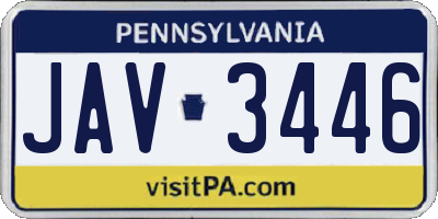 PA license plate JAV3446