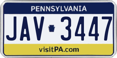 PA license plate JAV3447