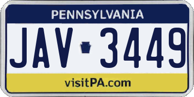 PA license plate JAV3449