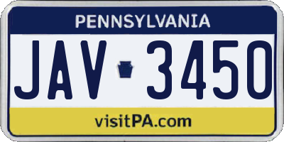 PA license plate JAV3450