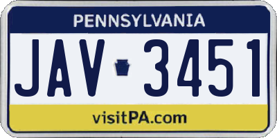 PA license plate JAV3451