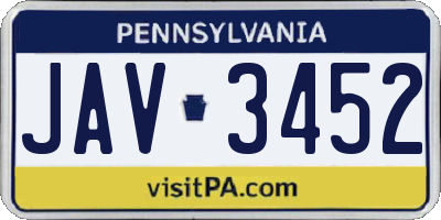 PA license plate JAV3452