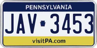 PA license plate JAV3453