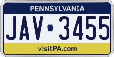 PA license plate JAV3455