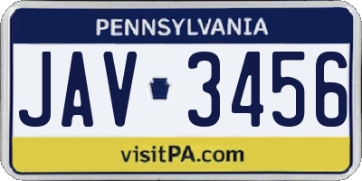 PA license plate JAV3456