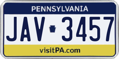 PA license plate JAV3457