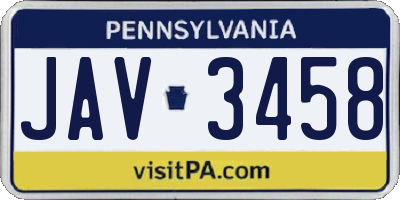 PA license plate JAV3458