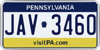 PA license plate JAV3460