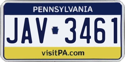 PA license plate JAV3461