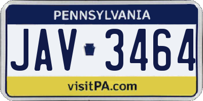 PA license plate JAV3464