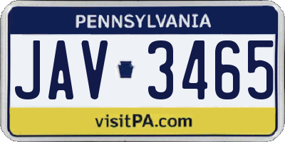 PA license plate JAV3465