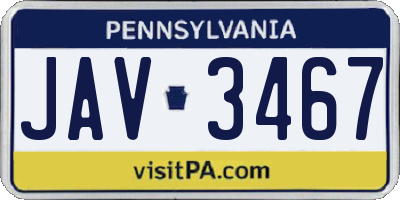 PA license plate JAV3467