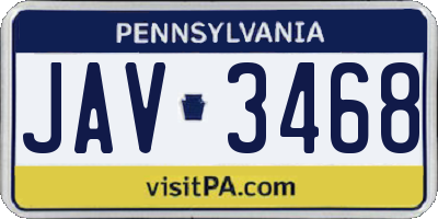 PA license plate JAV3468