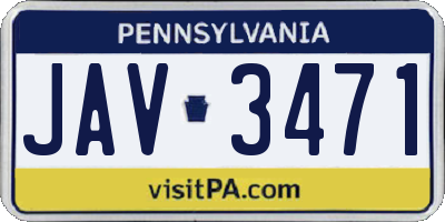 PA license plate JAV3471