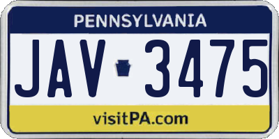 PA license plate JAV3475