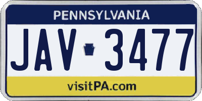 PA license plate JAV3477