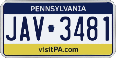 PA license plate JAV3481